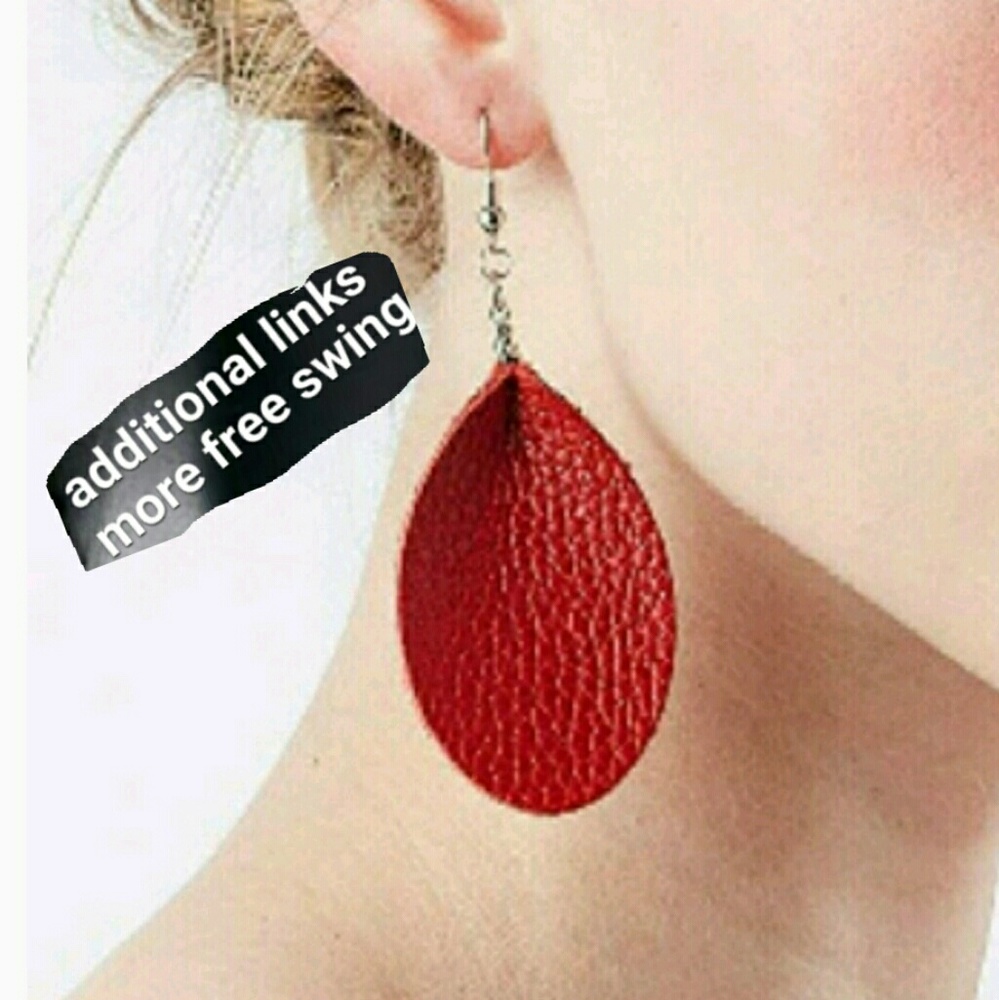 /NEW Red Genuine Leather Free Flow Teardrops - Picture 2 of 8